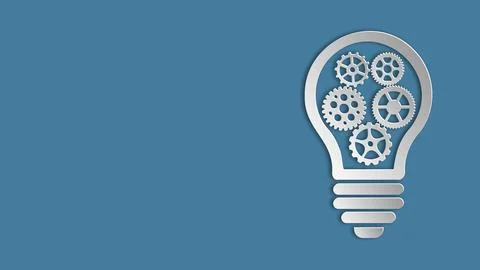 Strategy concept with light bulb lamp and gears working together. Stock Illustration