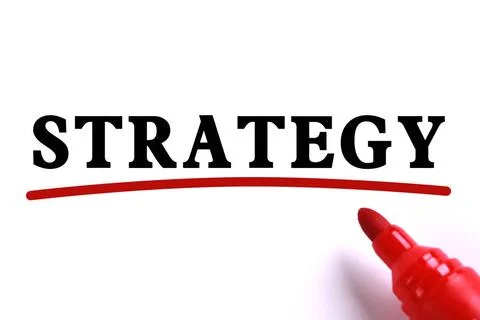 Strategy Concept Strategy text is on white paper with red underline which ... Stock Photos