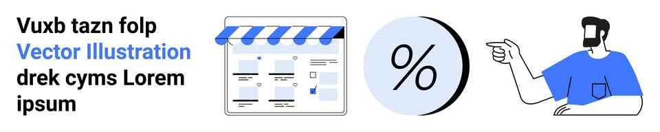 Strategy dashboard with percentage analytics and user interaction sequences.  Illustrazione stock