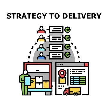 Strategy to delivery process for business logistics Stockillustratie