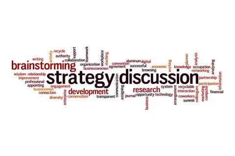 Strategy discussion word cloud concept 스톡 일러스트
