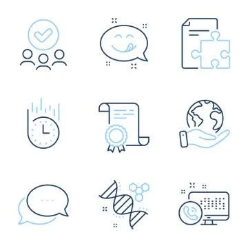 Strategy, Dots message and Web call icons set. Yummy smile, Fast delivery and Stock-Illustration