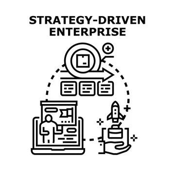 Strategy driven enterprise development management achieving success Stock Illustration