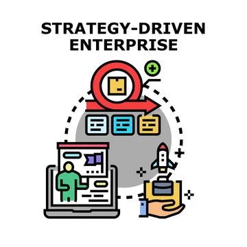 Strategy driven enterprise development management achieving success Illustrazione stock