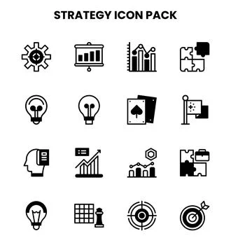 Strategy DuoTone Collection Icons Pack Stock Illustration
