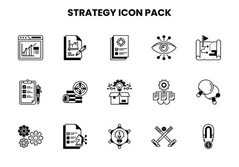 Strategy DuoTone Graphics Icons Pack Stock Illustration