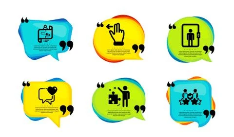 Strategy, Elevator and Journey path icons set. Heart, Touchscreen gesture and Illustrazione stock