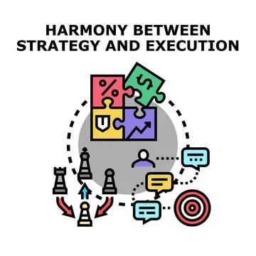 Strategy execution harmony creating business success concept Stock Illustration
