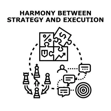 Strategy execution harmony creating business success concept Stock Illustration