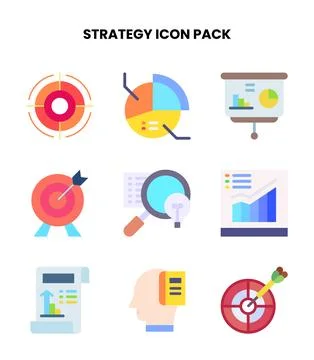 Strategy Flat Design Icons Pack Stock Illustration