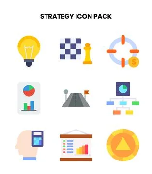 Strategy Flat Design Icons Pack Ilustração Stock