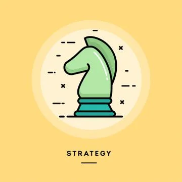 Strategy, flat design thin line banner Stock Illustration