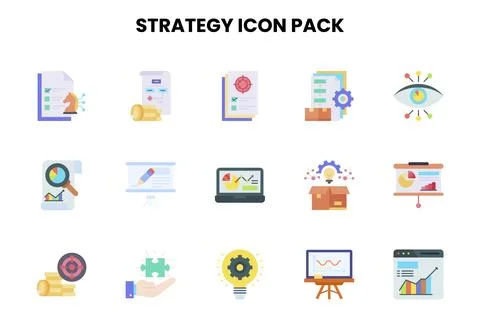 Strategy Flat Graphics Icons Pack Stock-Illustration