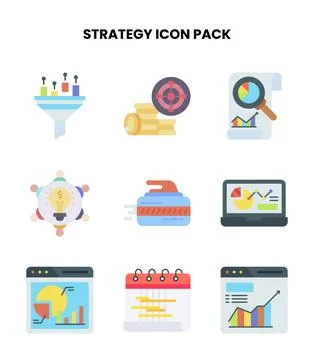 Strategy Flat Icons Pack Illustrazione stock