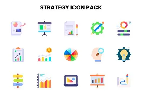 Strategy Flat UI Icons Pack Stock Illustration