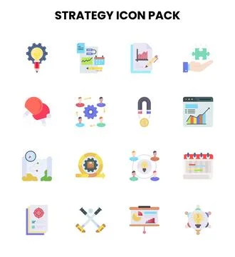 Strategy Flat UI Icons Pack 库存插图