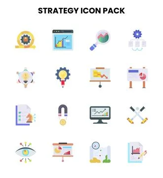 Strategy Flat Vector Icons Pack Stock Illustration