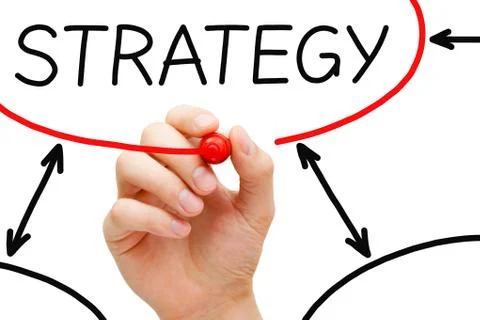 Strategy flow chart red marker Photos