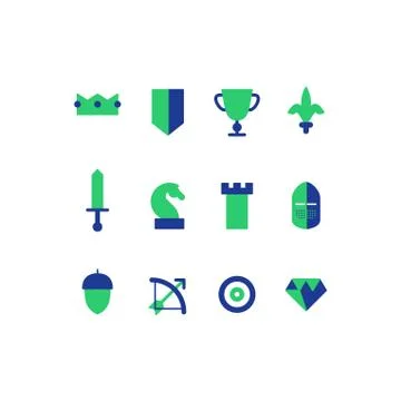 Strategy game icons set Stock Illustration