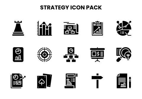Strategy Glyph Graphics Icons Pack Stock Illustration