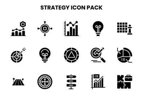 Strategy Glyph Icons Pack 库存插图