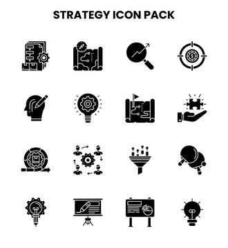 Strategy Glyph Scalable Icons Pack Stock Illustration
