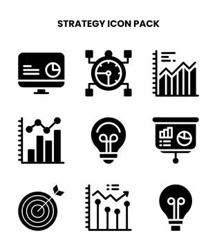 Strategy Glyph Scalable Icons Pack Ilustração Stock