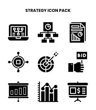 Strategy Glyph Vector Icons Pack Stock Illustration