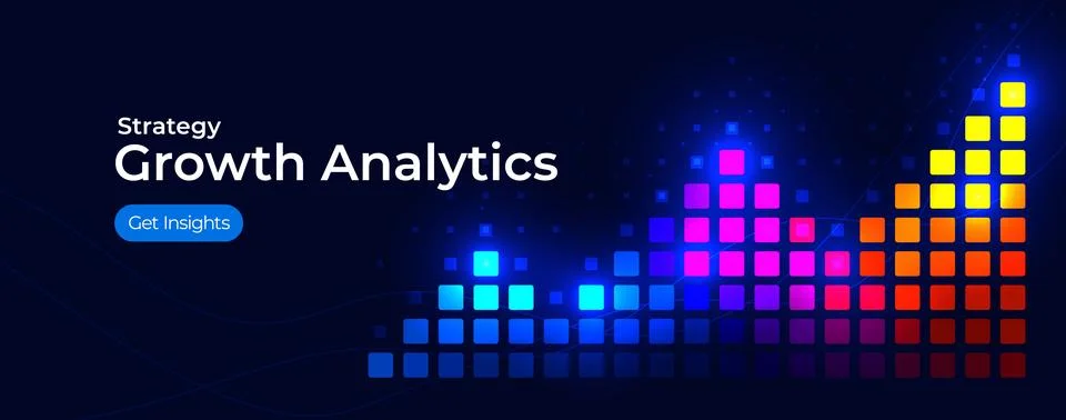 Strategy Growth Analytics Insights Dashboard Metrics Performance. Colorful KPI Иллюстрация