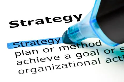 Strategy highlighted in blue Stock Photos