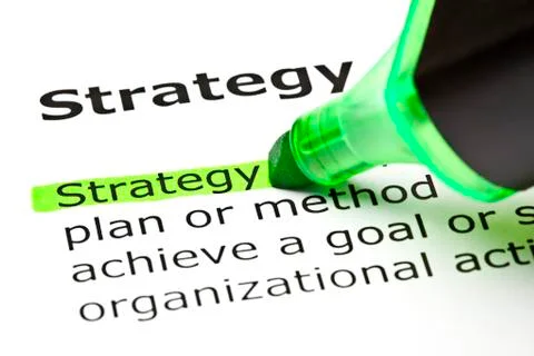 'strategy' highlighted in green Stock Photos
