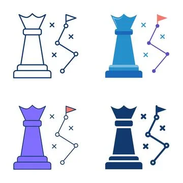 Strategy icon set in flat and line style Stock Illustration