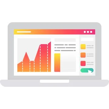 Strategy icon vector laptop with data analysis 스톡 일러스트