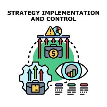 Strategy implementation and control process concept Stock Illustration