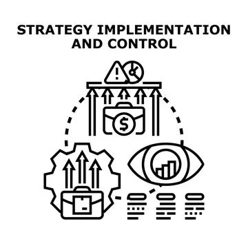 Strategy implementation and control process concept Stock Illustration