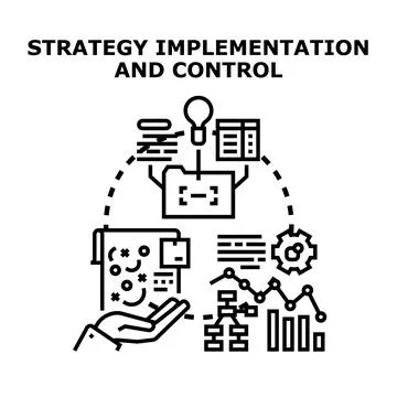 Strategy implementation control planning diagram development Illustrazione stock