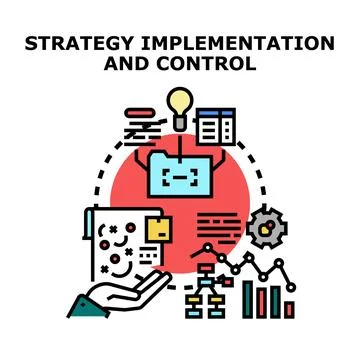Strategy implementation control planning diagram development Stock Illustration