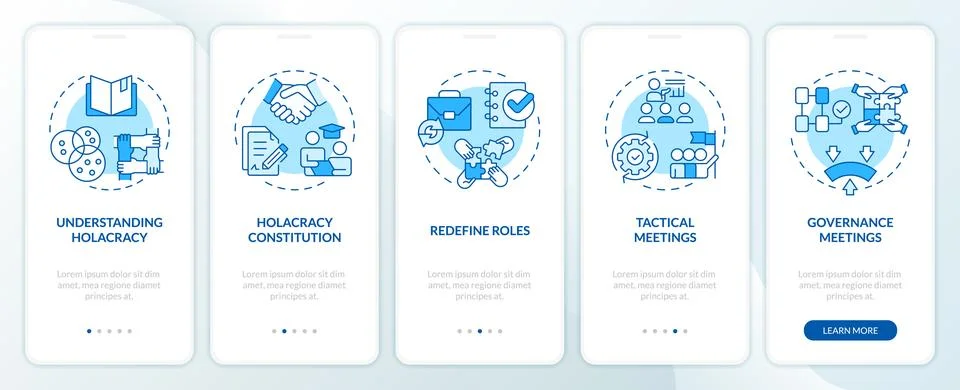 Strategy implementing blue onboarding mobile app screen イラスト素材