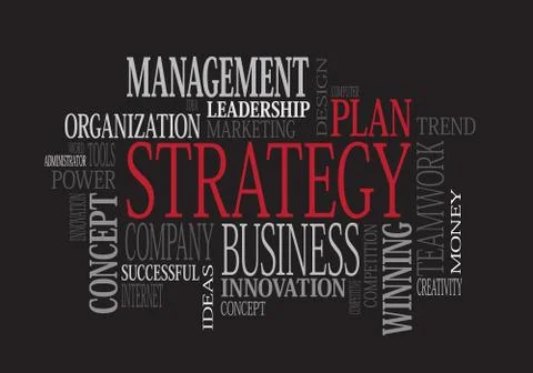 Strategy keywords on black background Stock Illustration