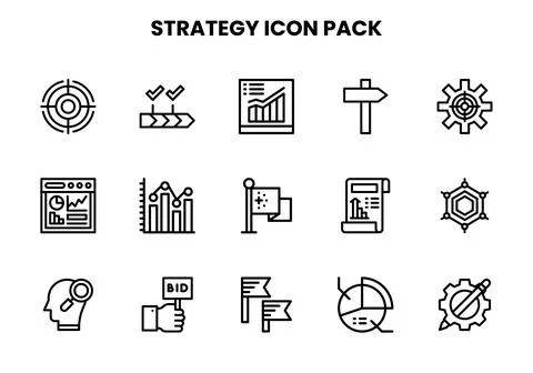 Strategy Line Bundle Icons Pack Illustrazione stock