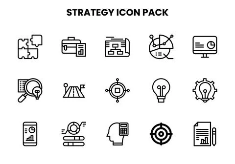 Strategy Line Bundle Icons Pack Ilustração Stock