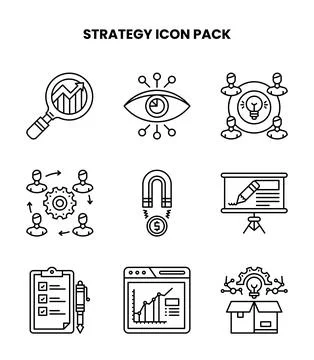 Strategy Line Bundle Icons Pack Ilustração Stock