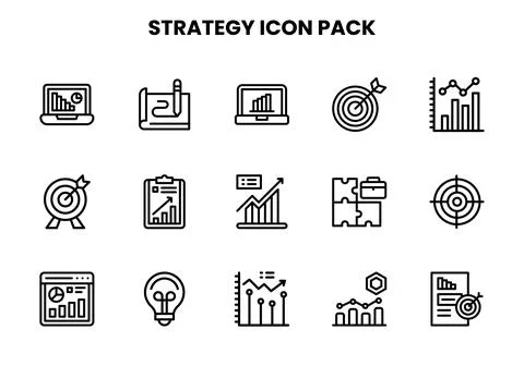 Strategy Line Design Icons Pack 스톡 일러스트