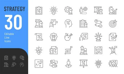 Strategy Line Editable Icons set. Stock-Illustration
