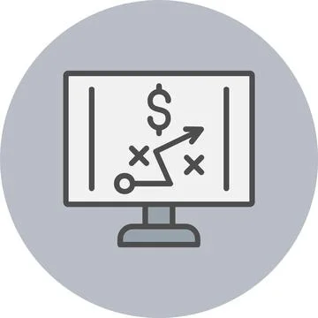 Strategy Line Filled Circle Icon Stock Illustration