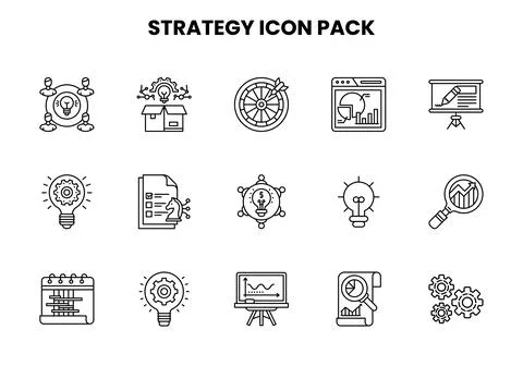 Strategy Line Graphics Icons Pack Stock Illustration
