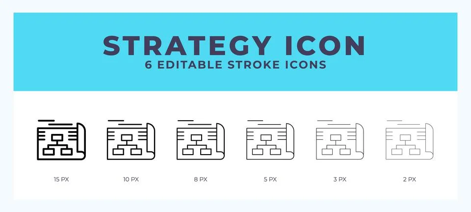 Strategy line icon illustrations with editable strokes. Stock Illustration