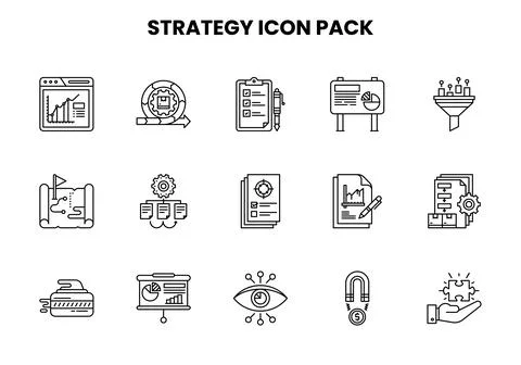 Strategy Line Set Icons Pack Ilustração Stock