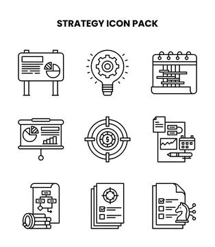 Strategy Line Vector Icons Pack Stock Illustration