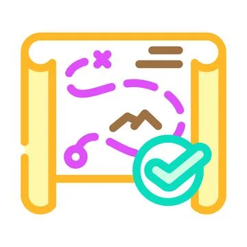 Strategy, map or route compliance color icon vector illustration Stock Illustration
